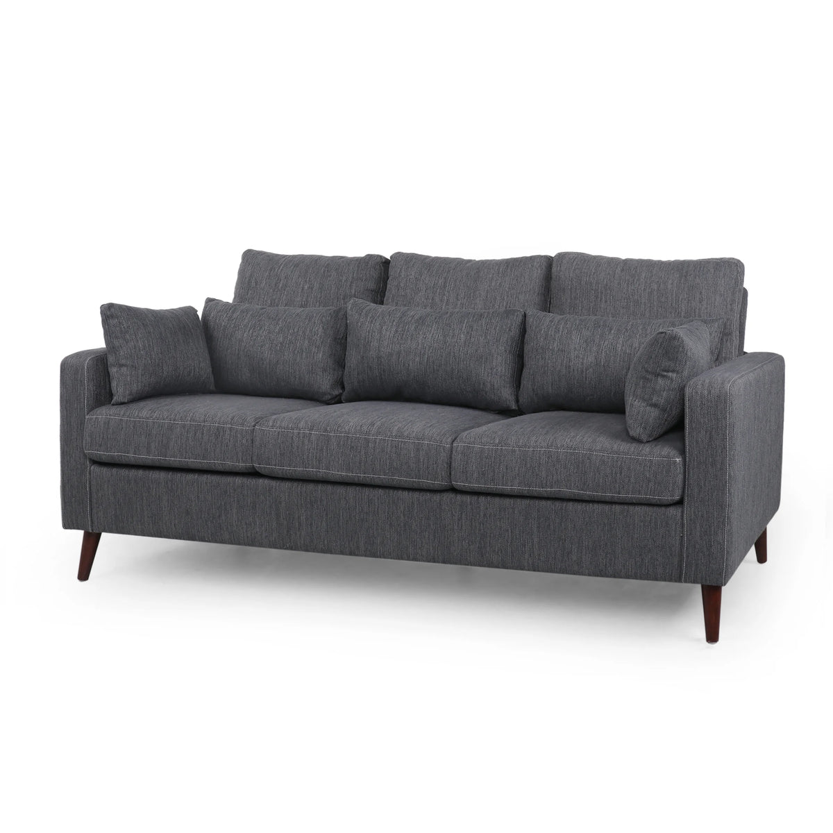 Charcoal Fabric 3 Seater Sofa with Accent Pillows V230317
