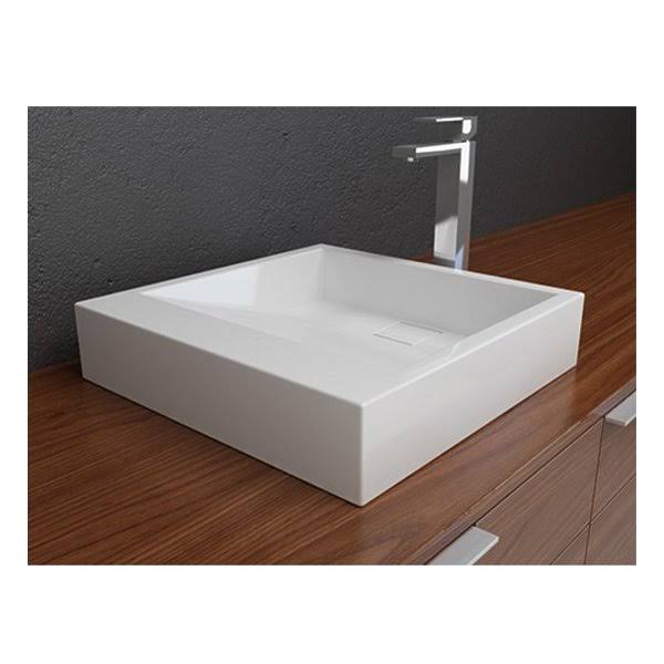 White Solid Surface Above Counter Bathroom Sink Q734