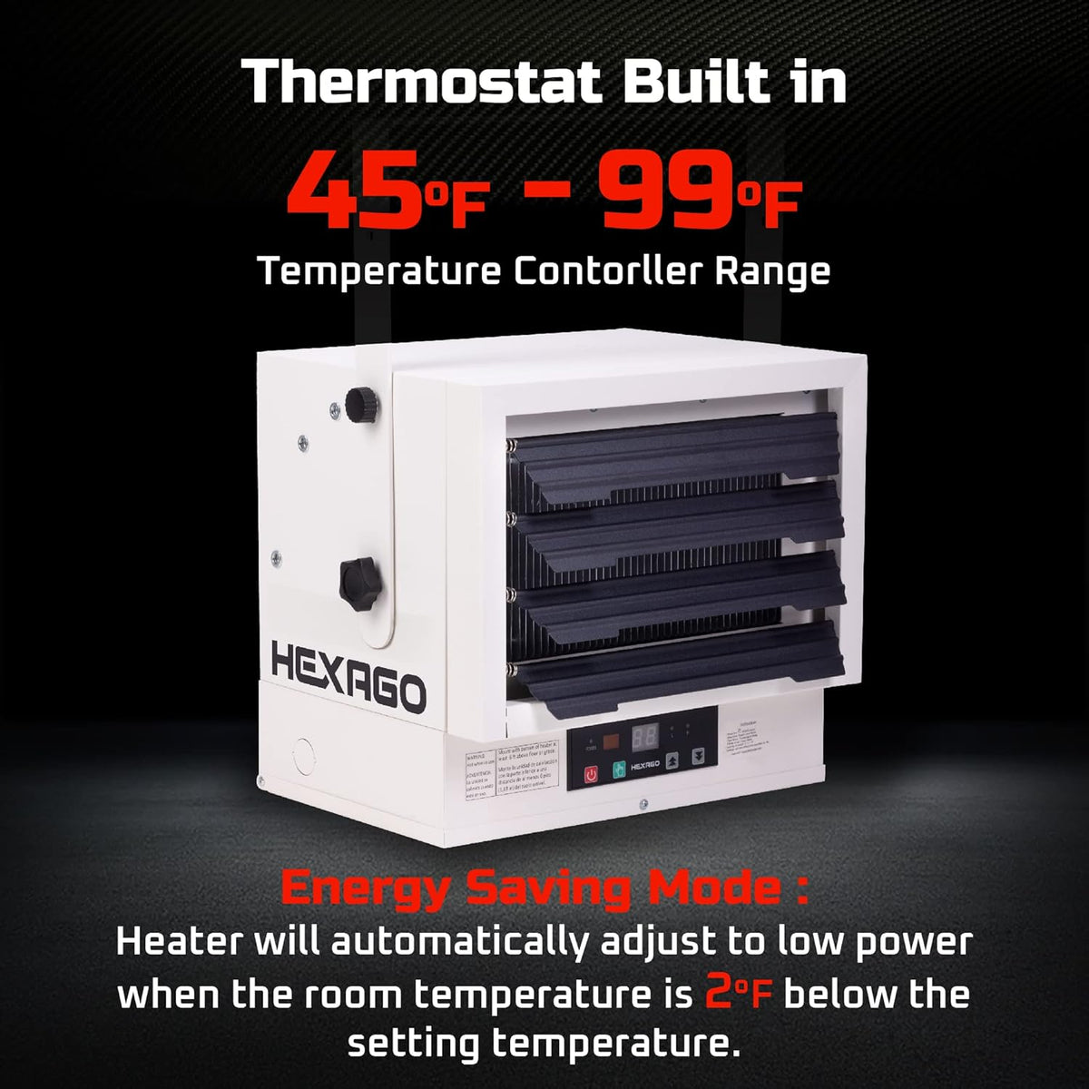 5000W 240V Electrical Garage Heater with Remote Thermostat Timer S636