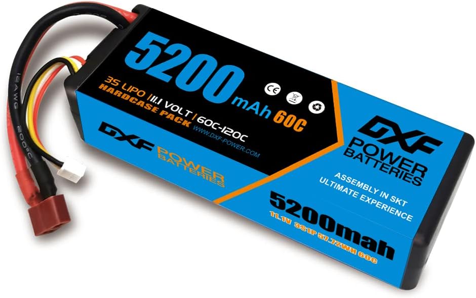 3S Lipo Battery 5200mAh 11.1V 60C Hard Case with Deans Connector (2 Pack) U501826