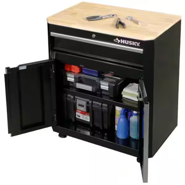 24-Gauge Steel 1-Drawer 2-Door Garage Base Cabinet in Black C791778