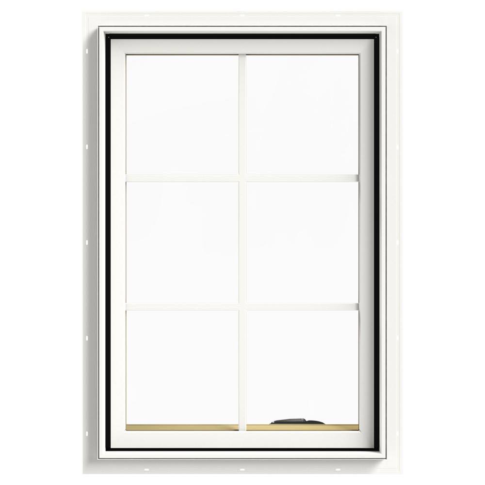 White Painted Clad Wood Right-Handed Casement Window with Colonial Grids P1984