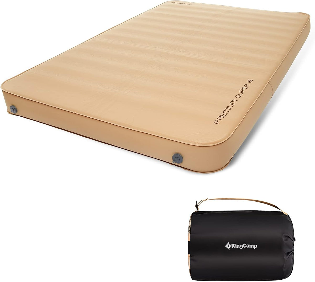 Queen Size Double Self Inflating Sleeping Pad with R Value 9.5, Grey V198525