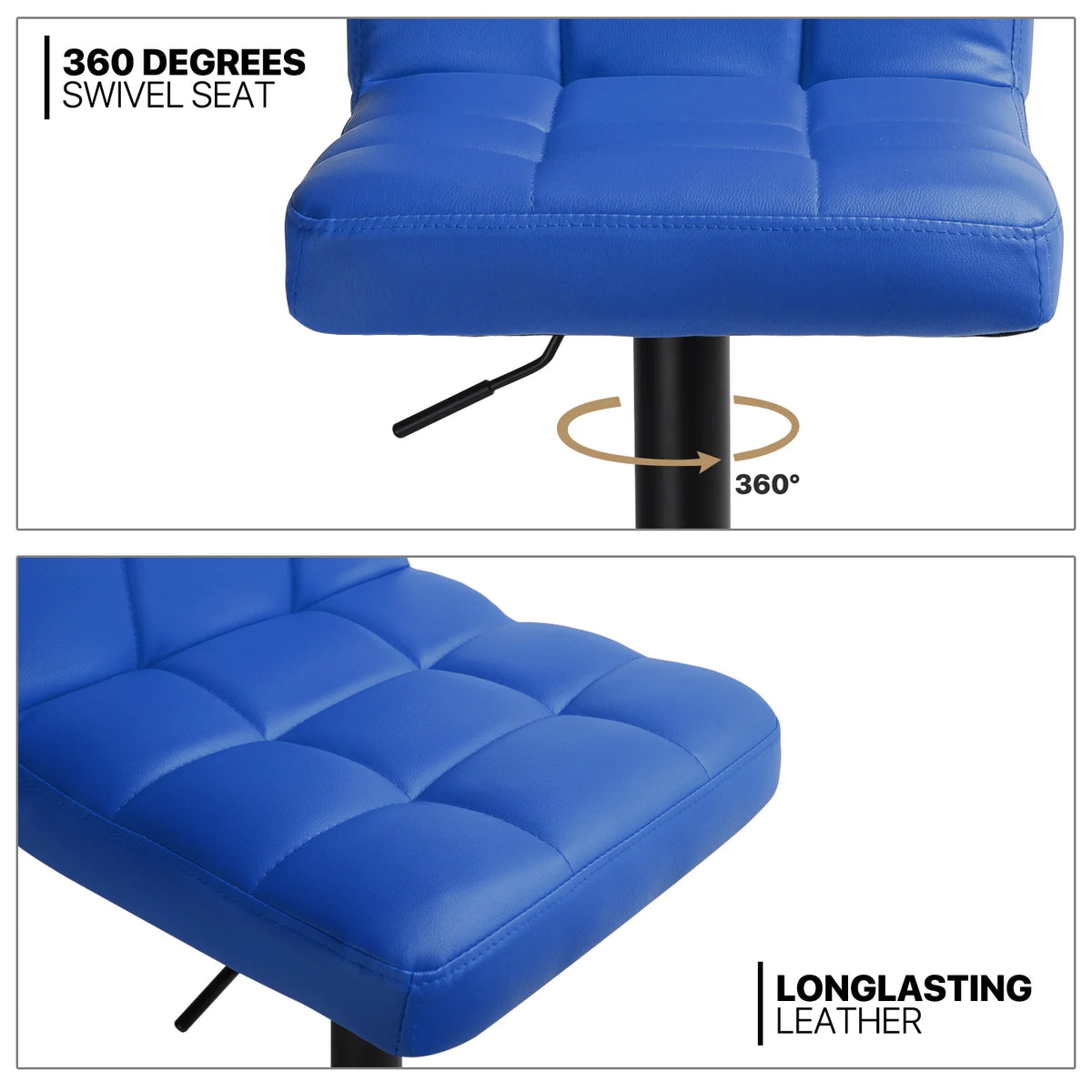 Blue/Black 3 Piece Bar Table and PU Leather Bar Stools F31714