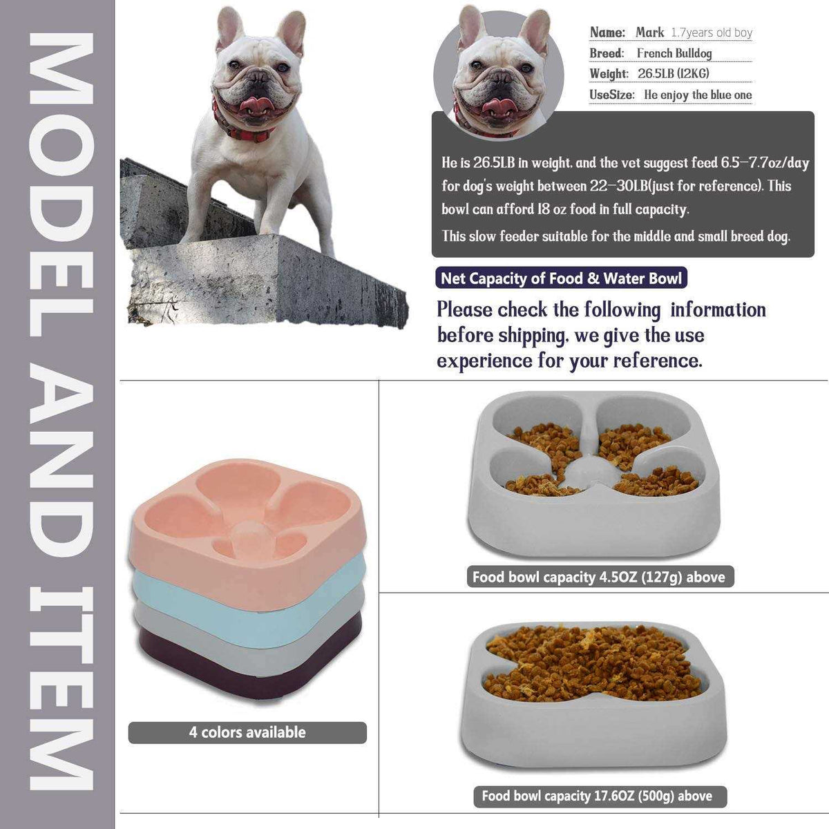 Slow Feeding Dog Bowl Striped Pattern H333591