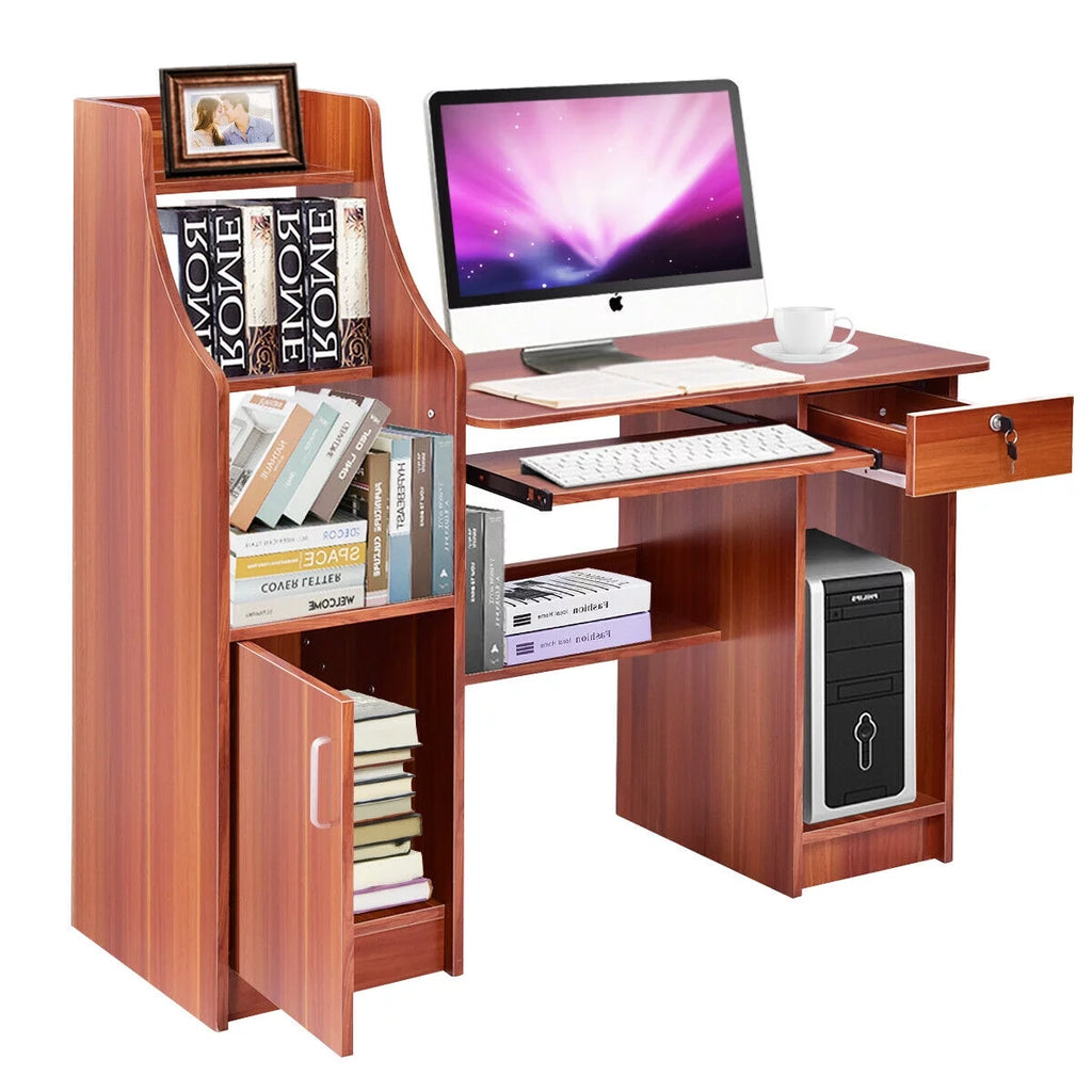 Computer Study Desk with Bookshelf U849827