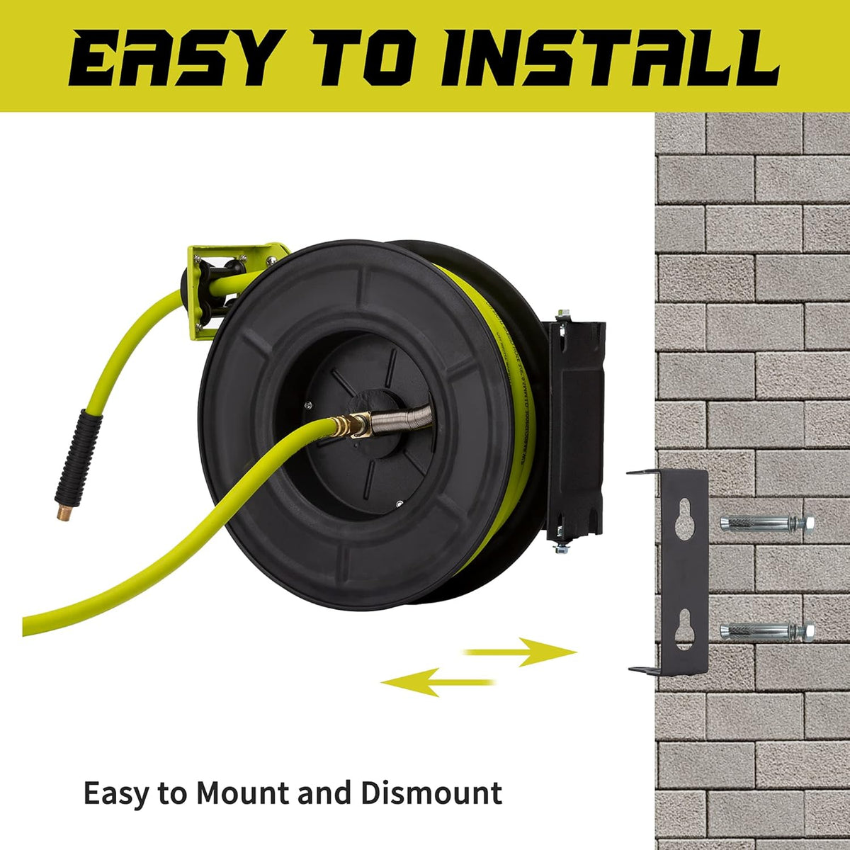 Retractable Air Hose Reel 3/8" 50ft+3ft, Hybrid Air Hose 300 PSI N532872