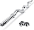 47" Standard Threaded EZ Curl Barbell Bar for 1-inch Weight Plates, 2 Collars Included O17372
