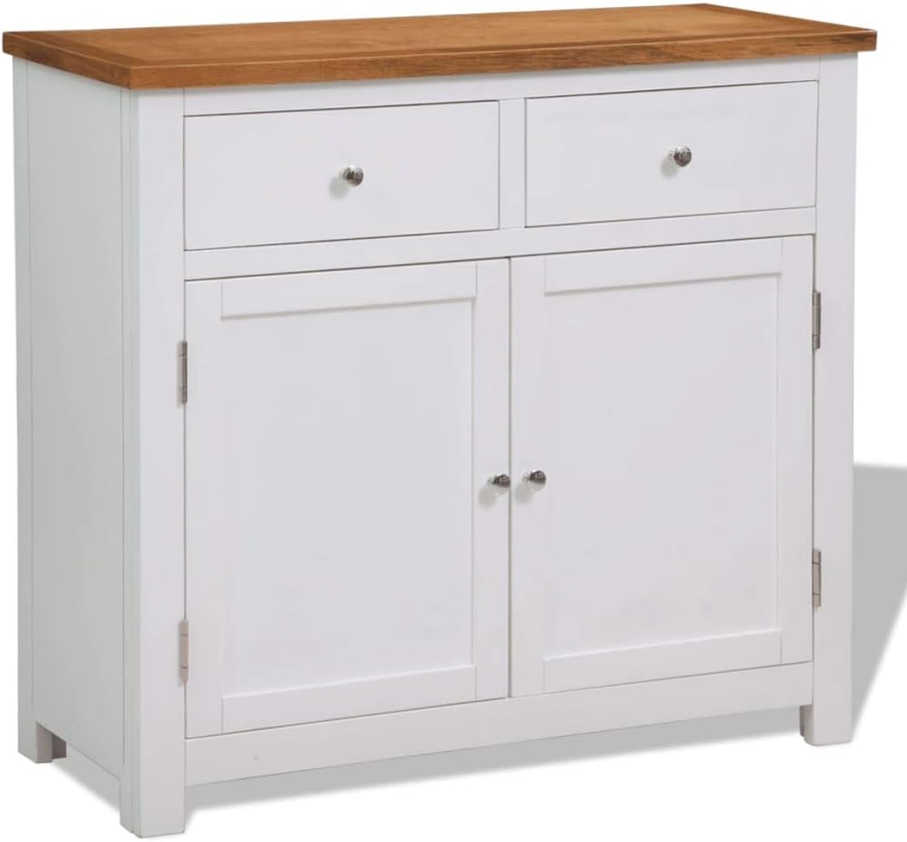 Oak Top Wooden Buffet Sideboard Storage Cabinet with 2 Drawers R397