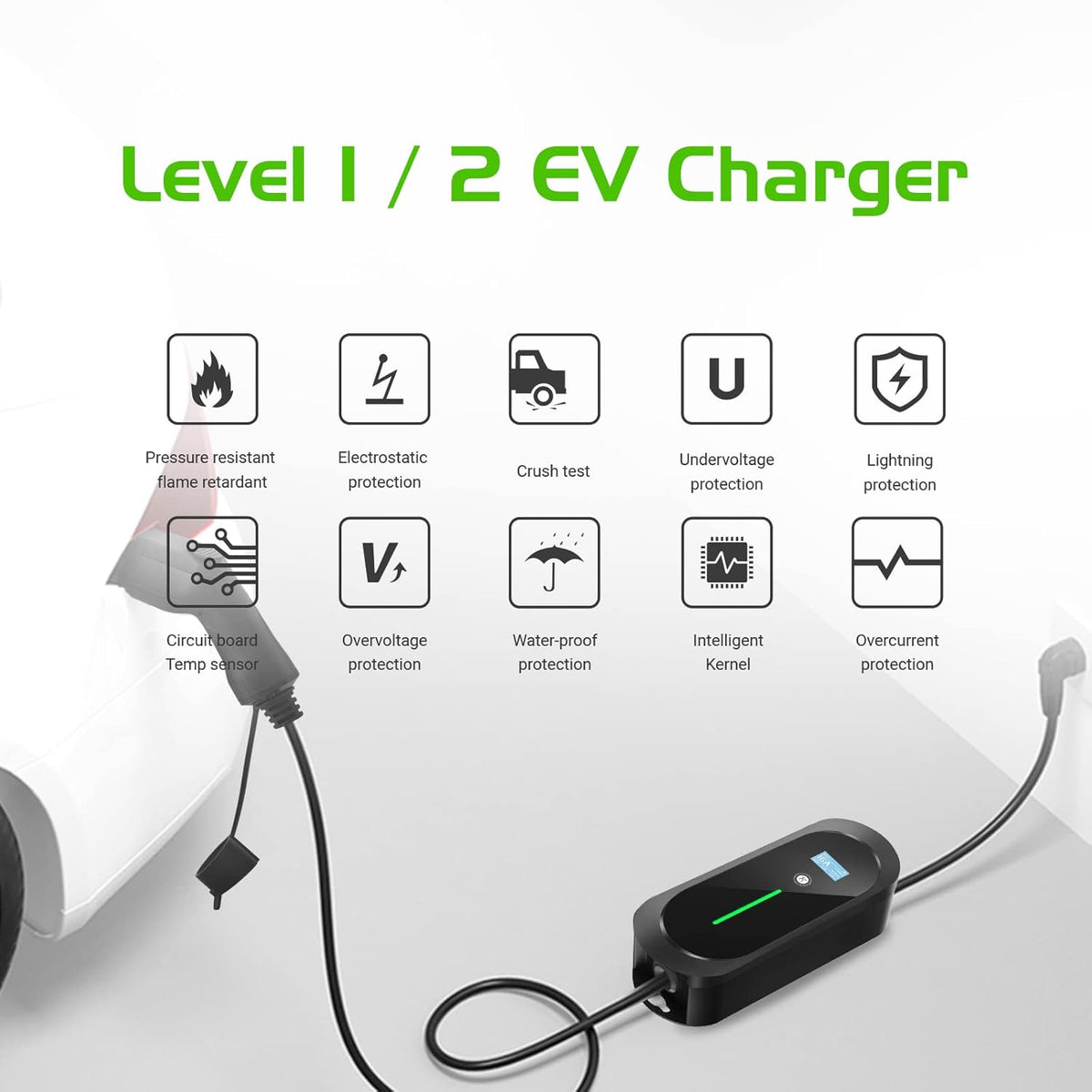 Portable EV Charger with NEMA 6-20 Plug and NEMA 5-15 Adapter S126012