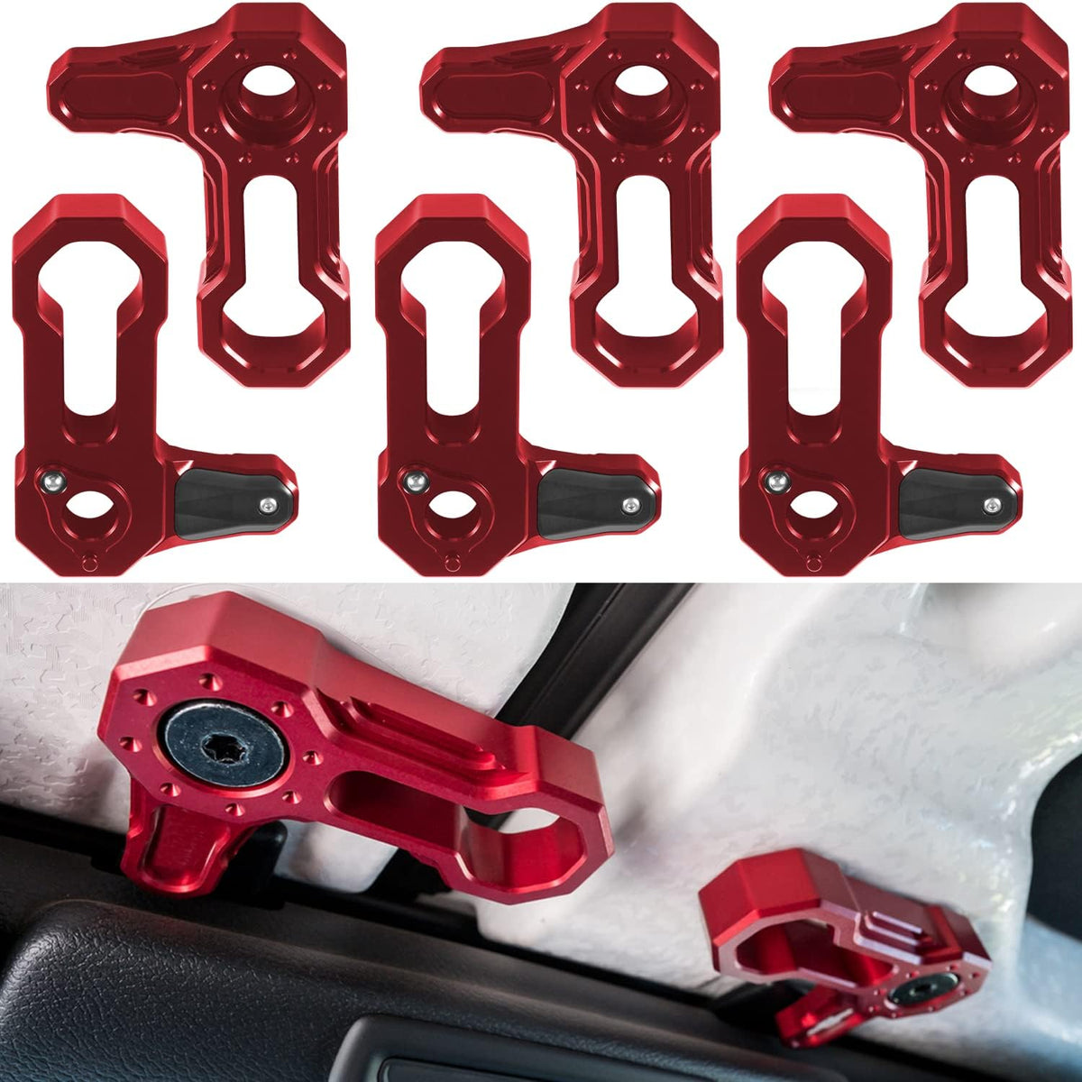 L-Shaped Panel Latch Hardtop Roof Removal Switch Handle for Jeep Wrangler JL 2018-2022 and Gladiator JT Aluminum Accessories (BLACK) R463