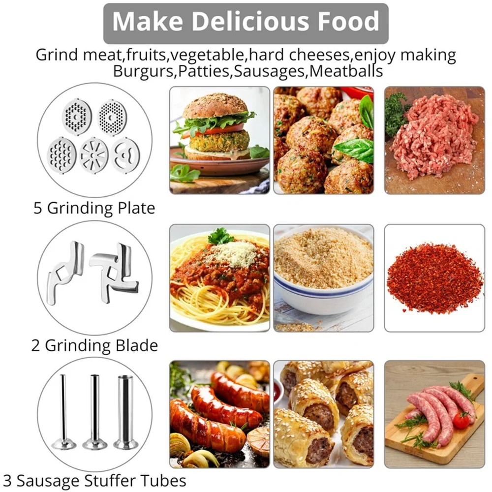 Metal Food Grinder Attachment for KitchenAid Stand Mixers with Sausage Stuffer Tubes S710986