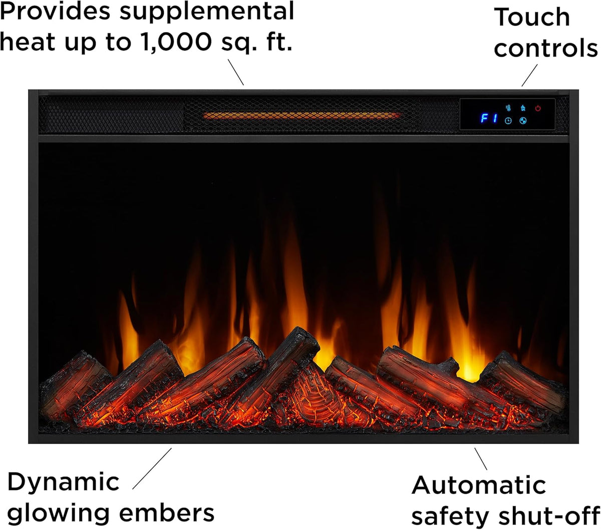 White 49" Slim Electric Fireplace with Mantel O6017