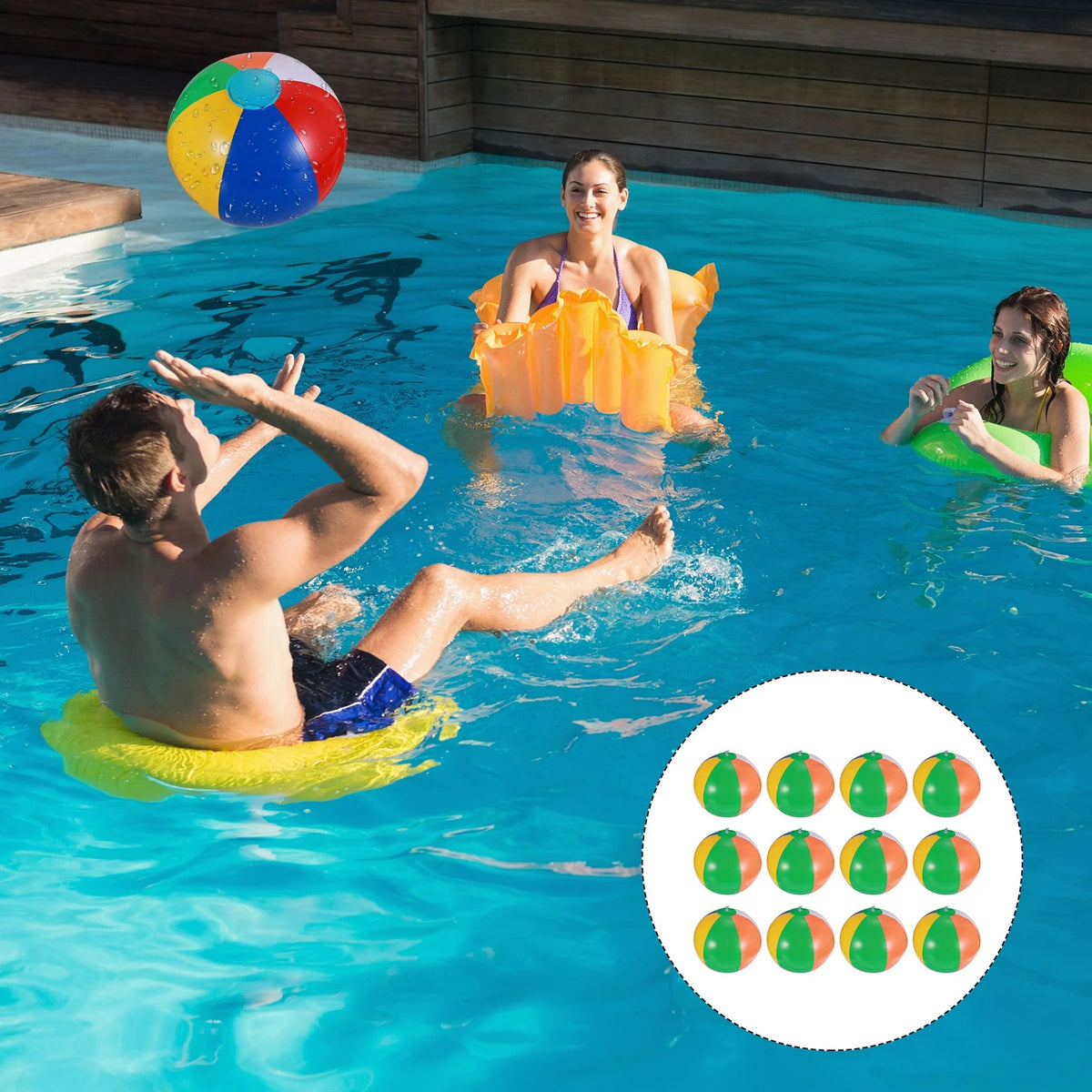 12 Pcs Inflatable Beach Balls Pool Toys F45432