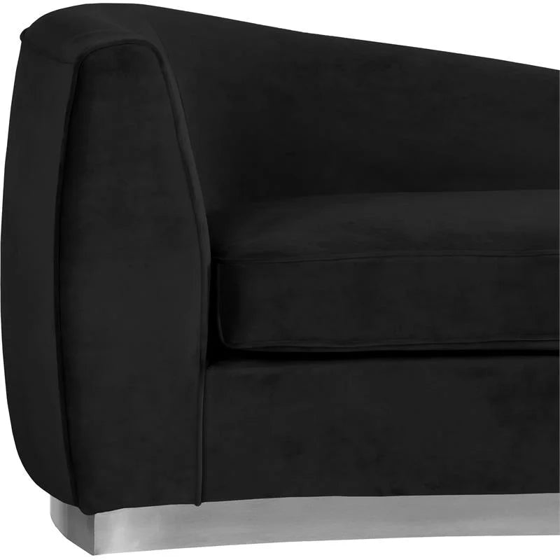 3-Piece Set with Accent Chair Chaise & Loveseat in Black and Chrome L135