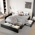 Dark Grey Queen Size Platform Bed Frame with 3 Storage Drawers T2782