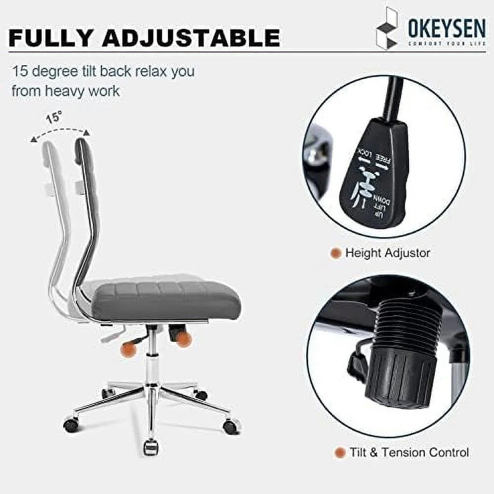 Armless Leather Swivel Office Chair X619