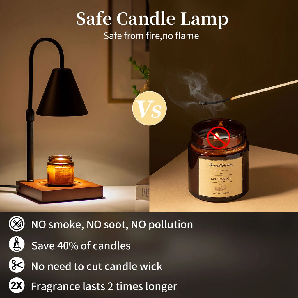 Black Walnut Electric Candle Warmer with Adjustable Height Dimmable Light 2 Bulbs Z869985