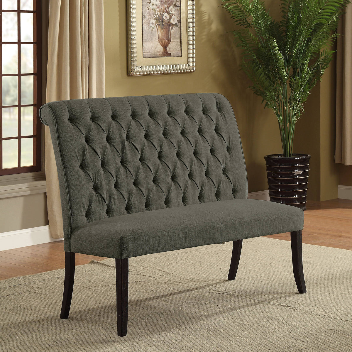 Ivory Chenille Tufted Dining Bench R105