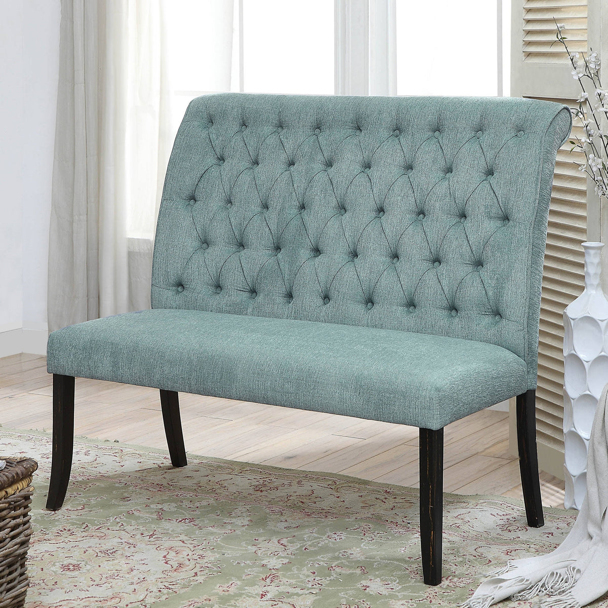 Ivory Chenille Tufted Dining Bench R105