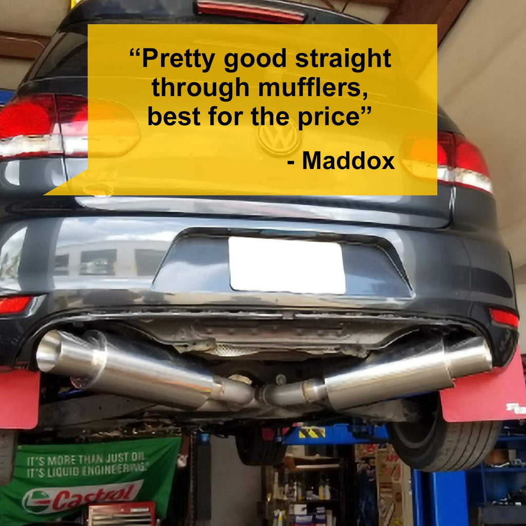 Polished Stainless Steel Performance Bolt-On Exhaust Muffler with Clamps and Adapters N225