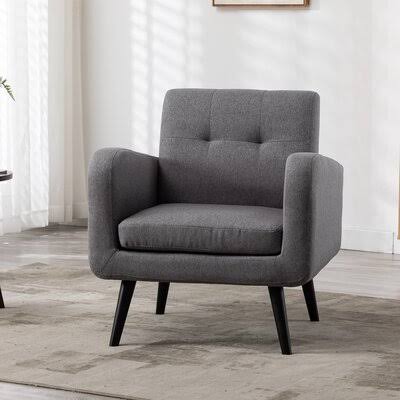 Gray Tufted Polyester Armchair E483