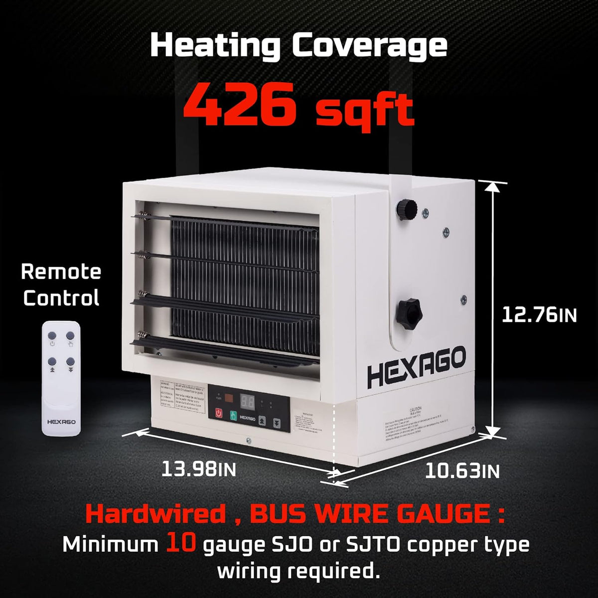 5000W 240V Electrical Garage Heater with Remote Thermostat Timer S636
