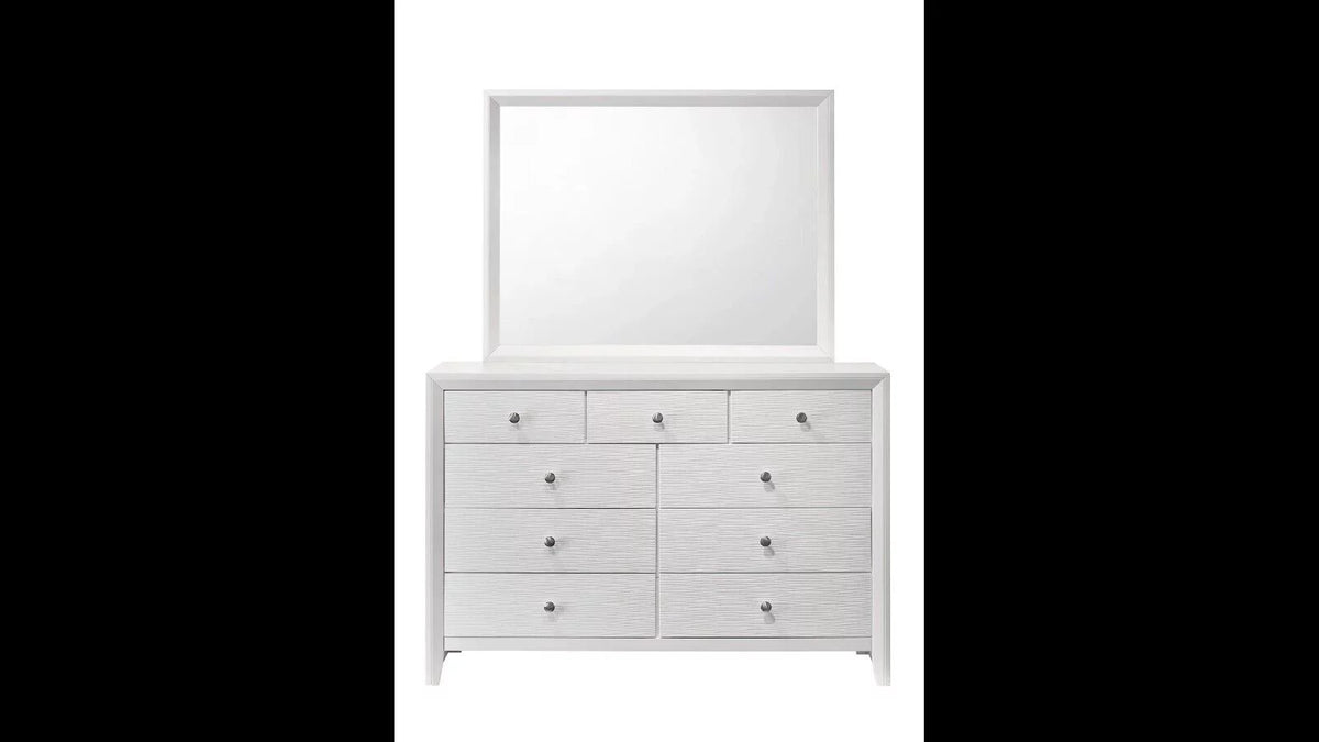 White Full Size Wood Panel Bed Set Z1414