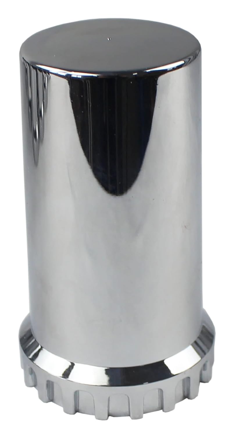 33mm Chrome ABS Plastic Cylindrical Screw on Lug Nut Covers Caps with Flange for Semi Truck (20) H226500
