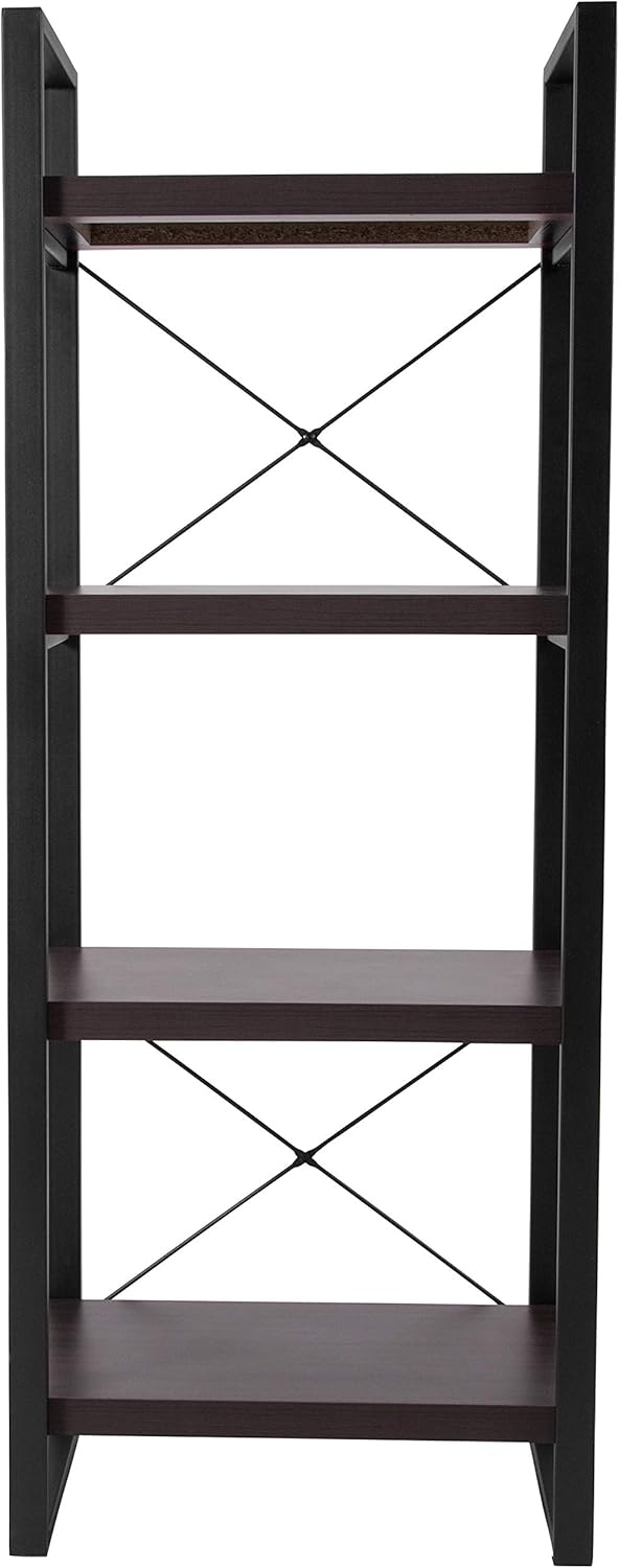 Charcoal Wood Grain 4 Shelf Etagere Bookcase A2687
