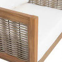 Acacia Wood and Wicker Club Chair with Cushions O692