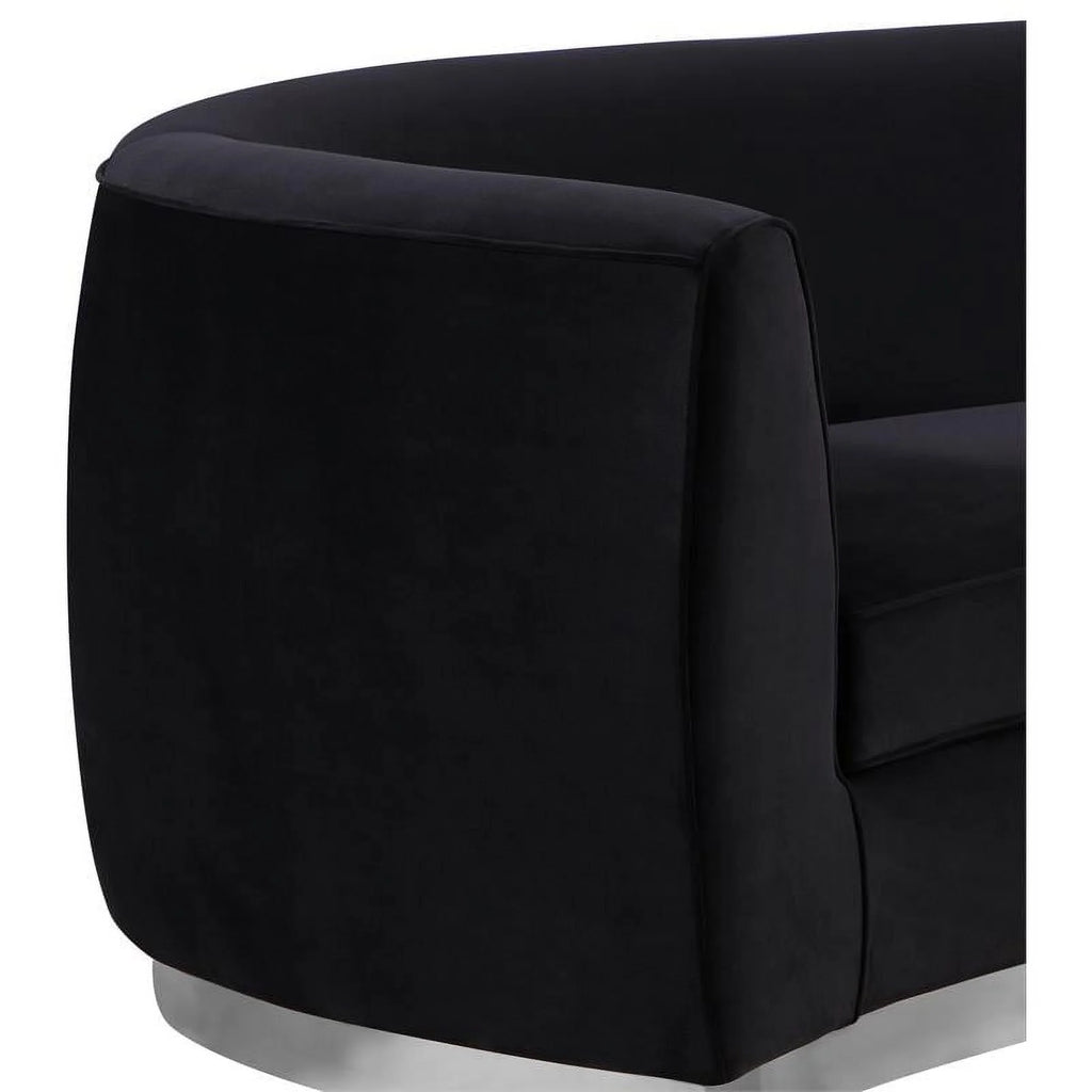 3-Piece Set with Accent Chair Chaise & Loveseat in Black and Chrome L135