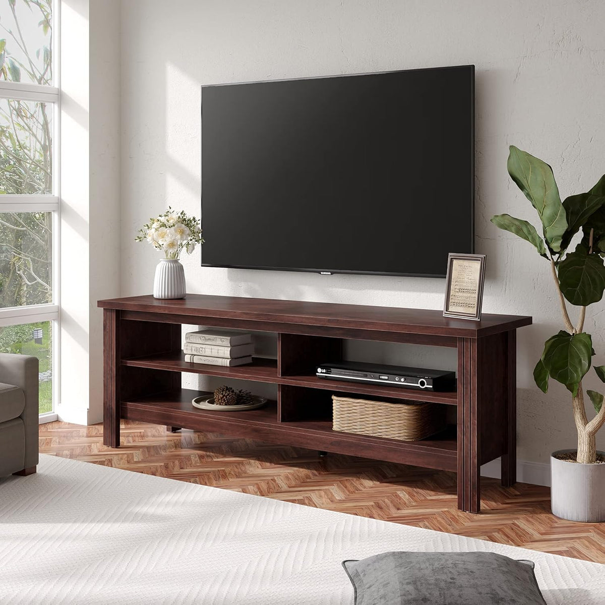 Black 70'' Electric Fireplace TV Stand with Storage Y636024