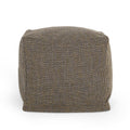 Brown Yellow Fabric Cube Pouf O7159
