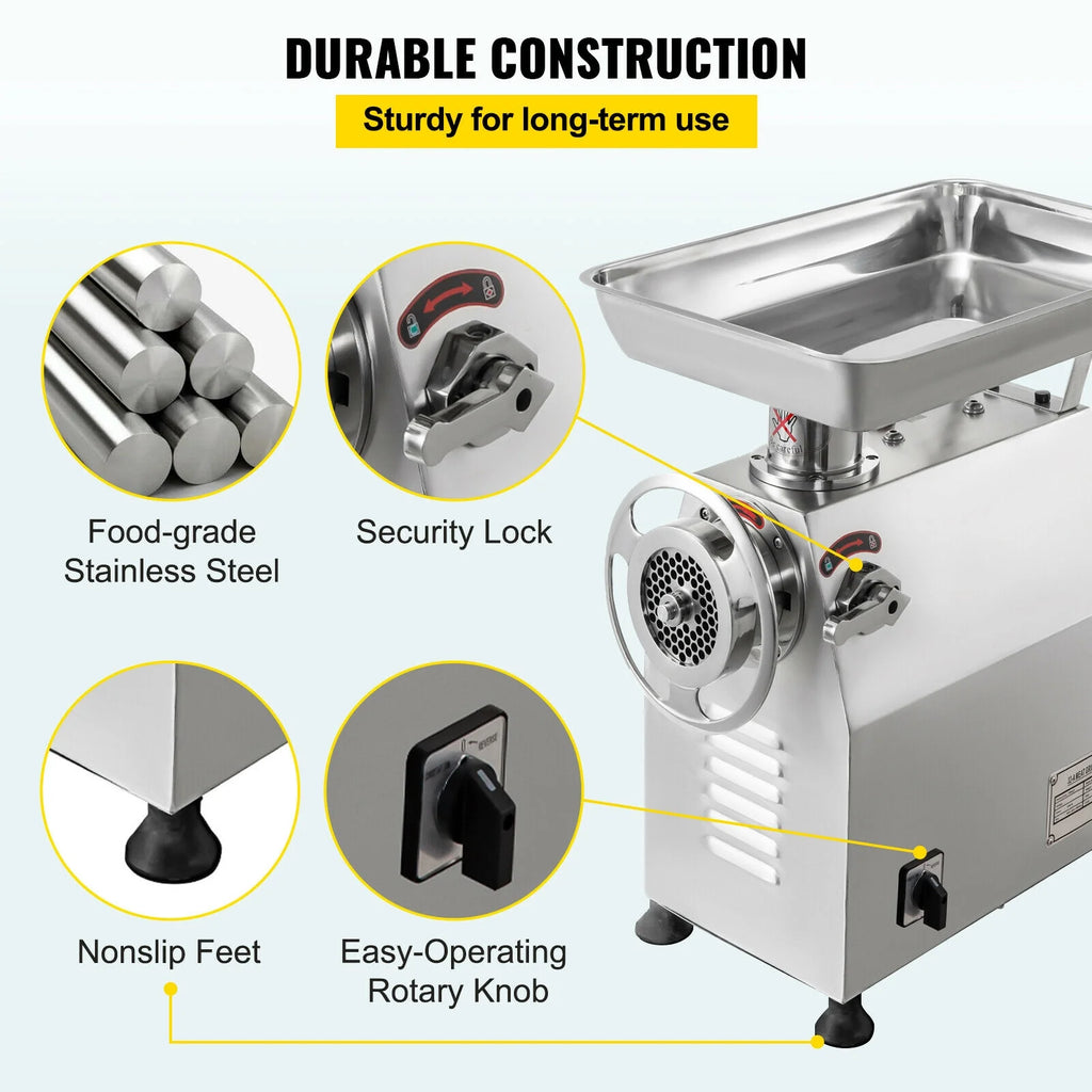 Commercial Electric Meat Grinder 2200W Stainless Steel Z924519