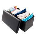 Black Faux Leather Folding Footstool Rectangle Storage Ottoman D8263