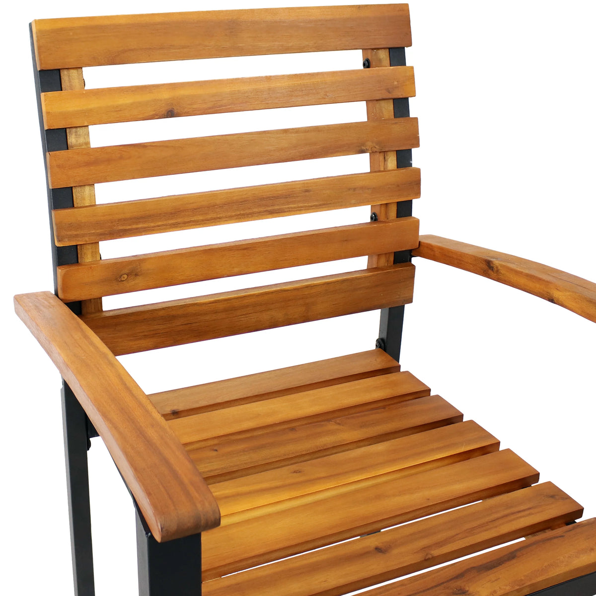 Set of 2 Acacia Wood and Steel Outdoor Patio Armchairs P8488