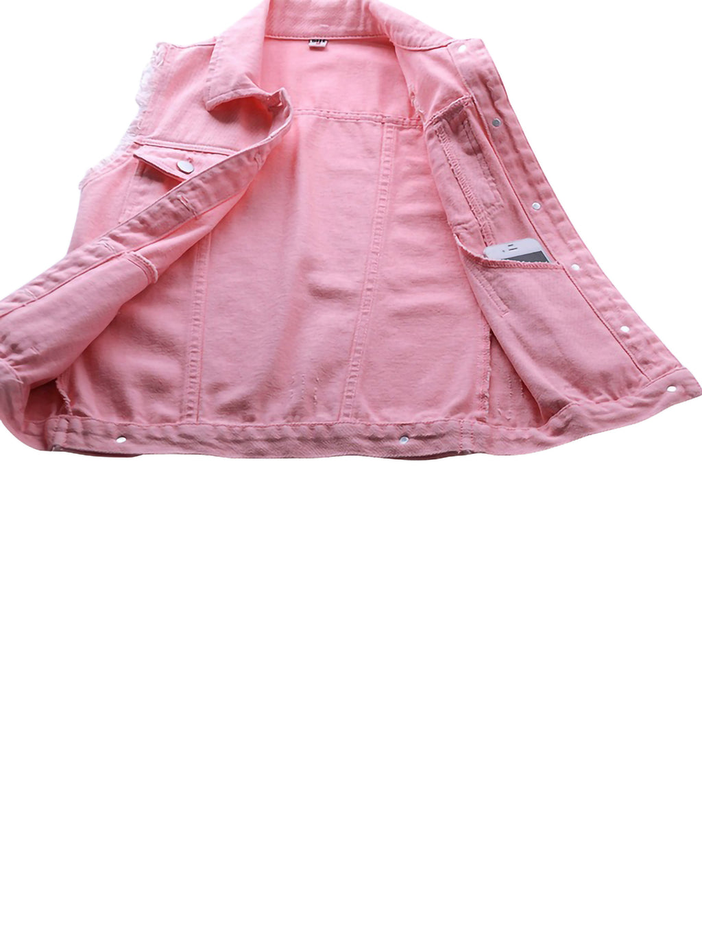 Plus Size Crop Distressed Jean Vest Jackets With Pockets U7104