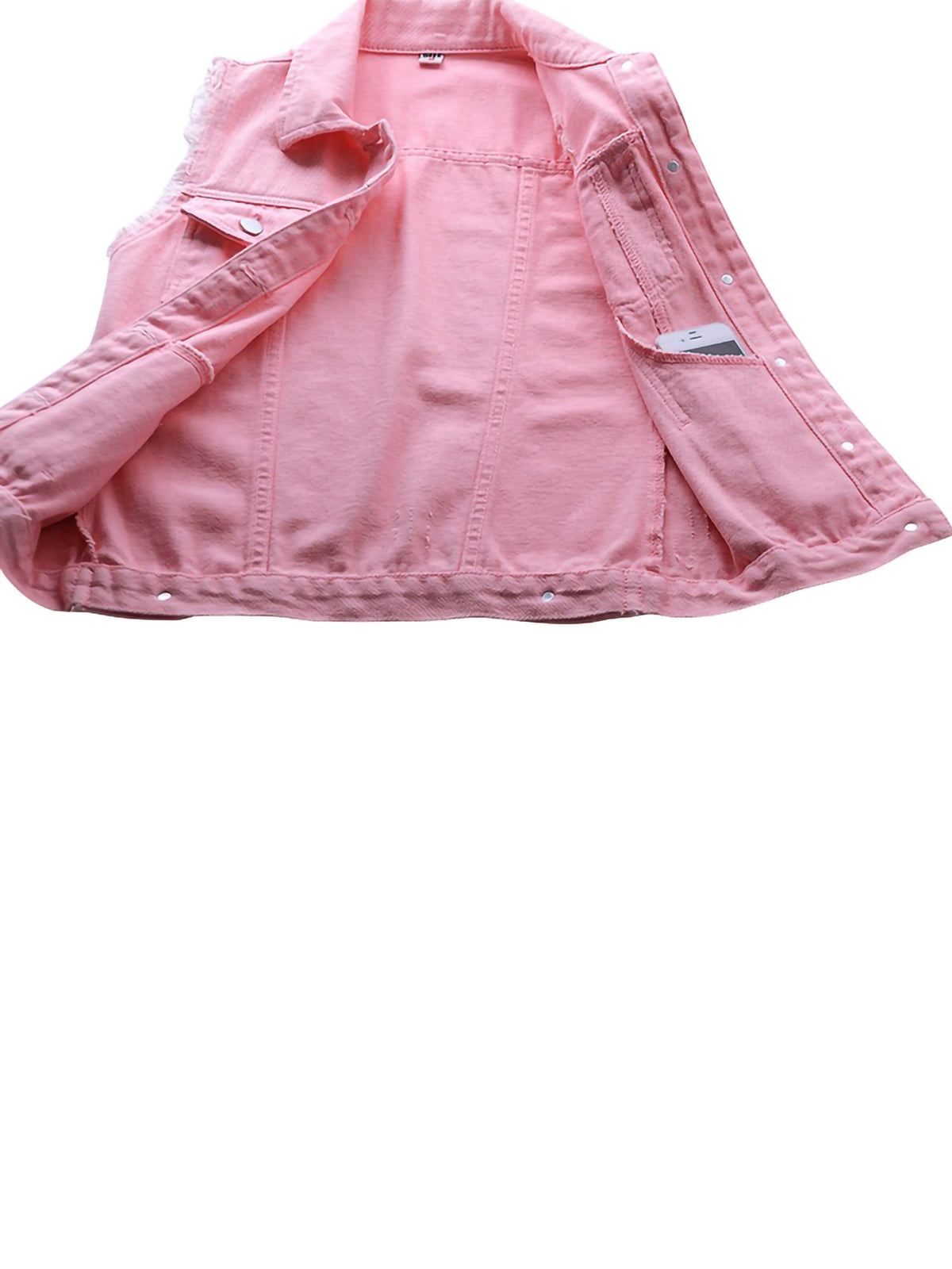 Plus Size Crop Distressed Jean Vest Jackets With Pockets U7104