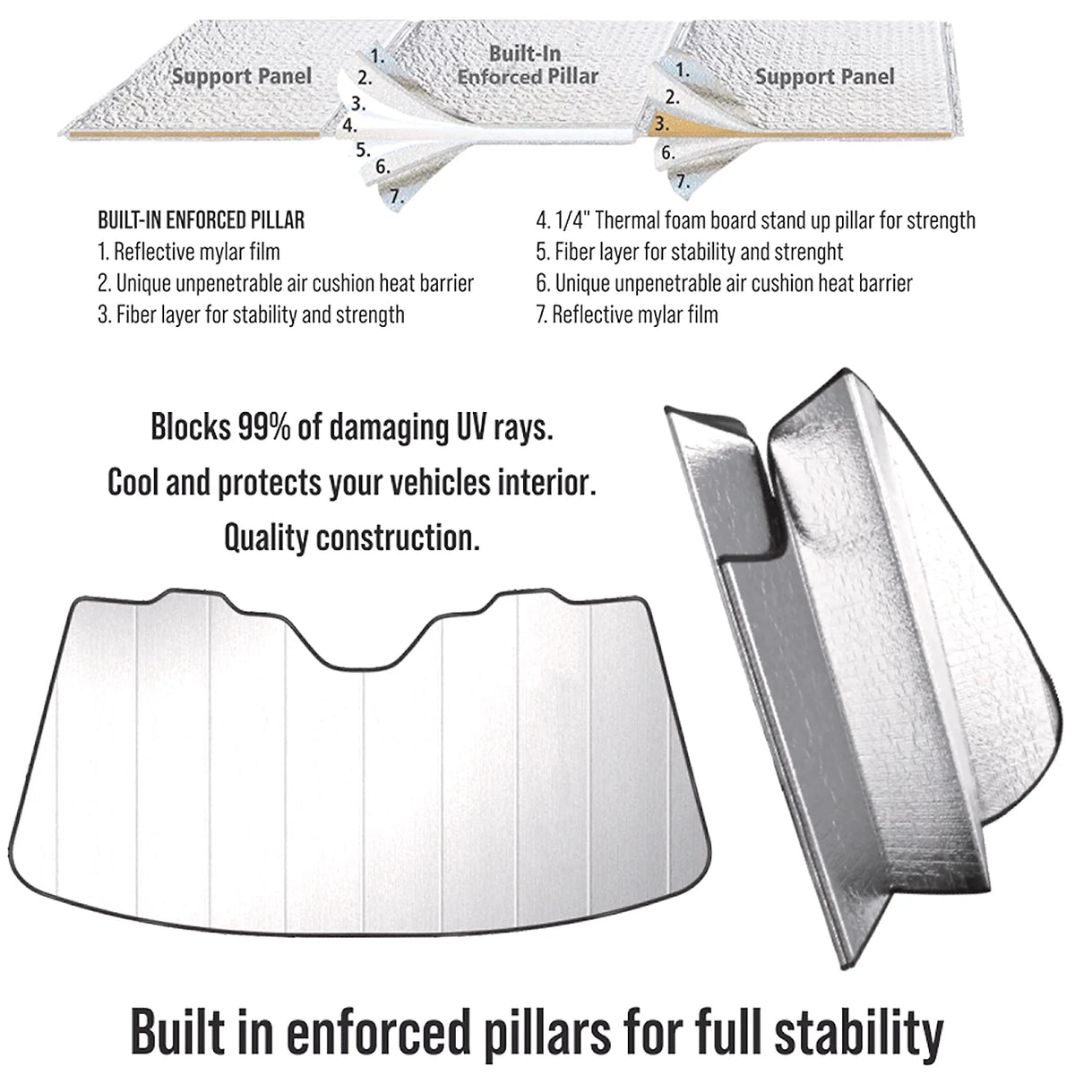Jumbo Size 59"x 30" Auto Windshield Sun Shade H1035