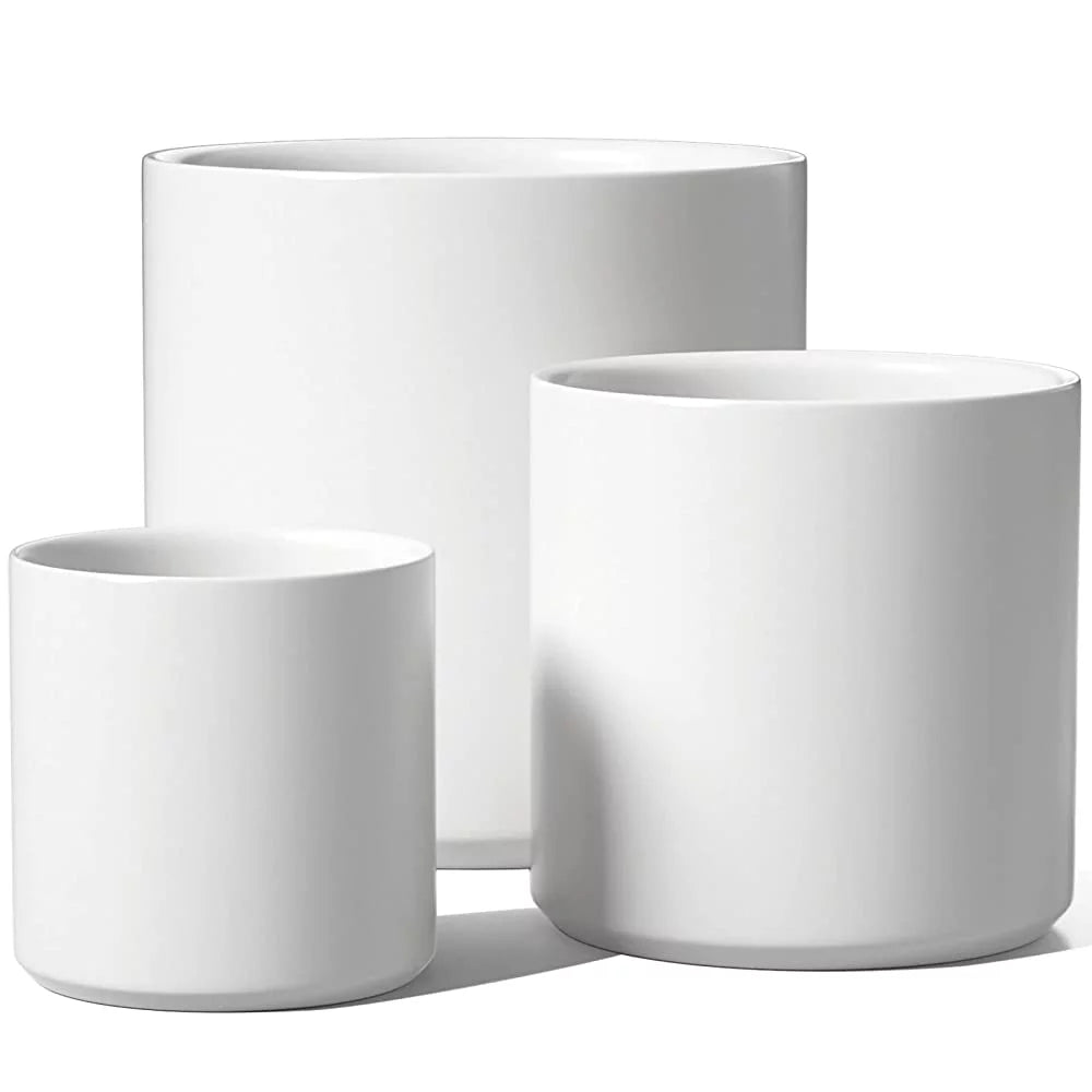 White Ceramic Plant Pots Set of 3 I7116