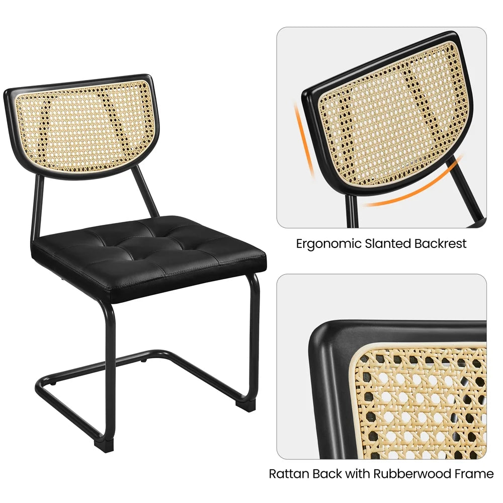 Black Armless Dining Chairs with Mesh Rattan Back X416