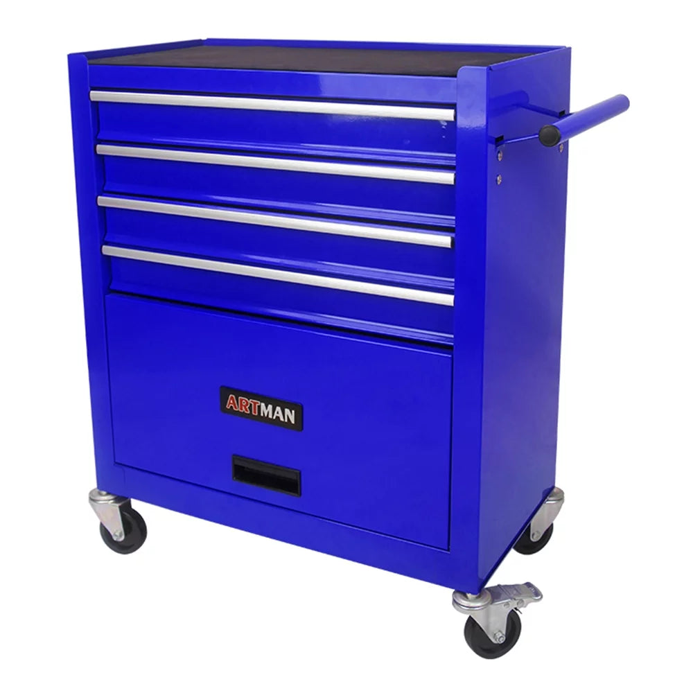 Blue 4 Drawers Rolling Tool Chest Cabinet with Wheels T386
