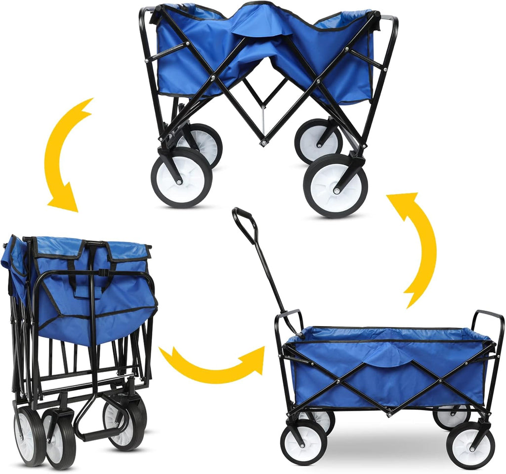 Blue Collapsible Folding Wagon Cart with Wheels K42129