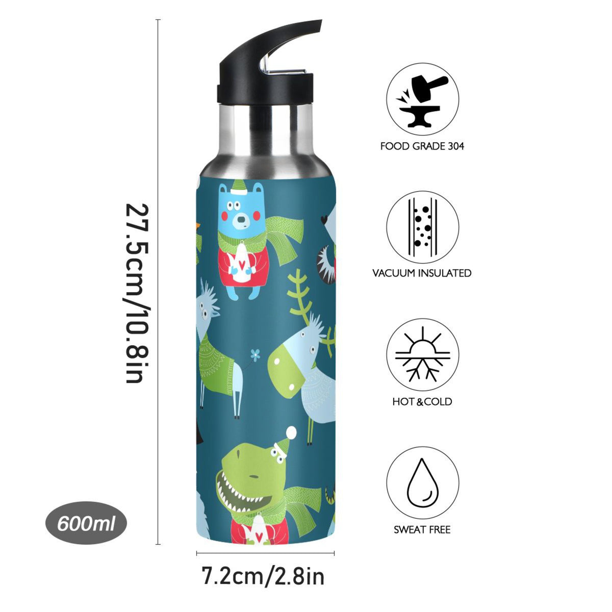 Stainless Steel Insulated Water Bottle with Straw Lid C347