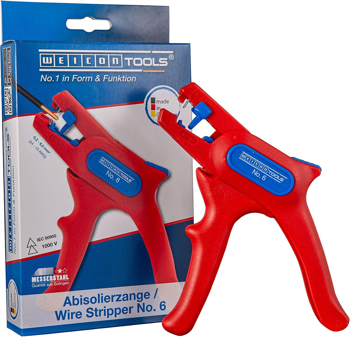 Automatic Wire Stripper for round cables 24-10 AWG (0.2-6 mm²), red, Pack of 2 Q68673