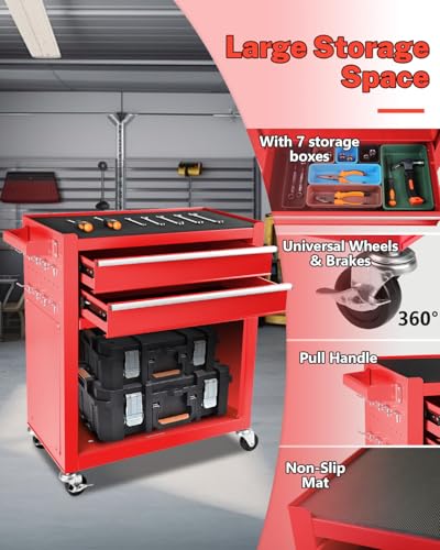 Heavy-Duty 7-Drawer Rolling Steel Tool Chest with Lock, Black W46343