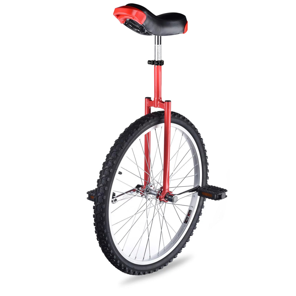 24 In Wheel Outdoor Unicycle Adjustable Seat Anti-Skid Pedal Red N686553