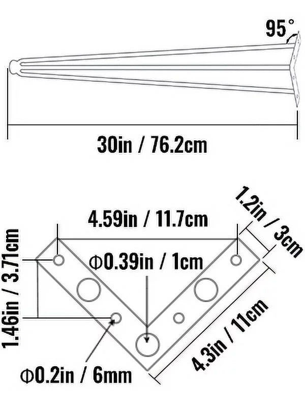 Black Set of 4 30" Carbon Steel Hairpin Table Legs X604138