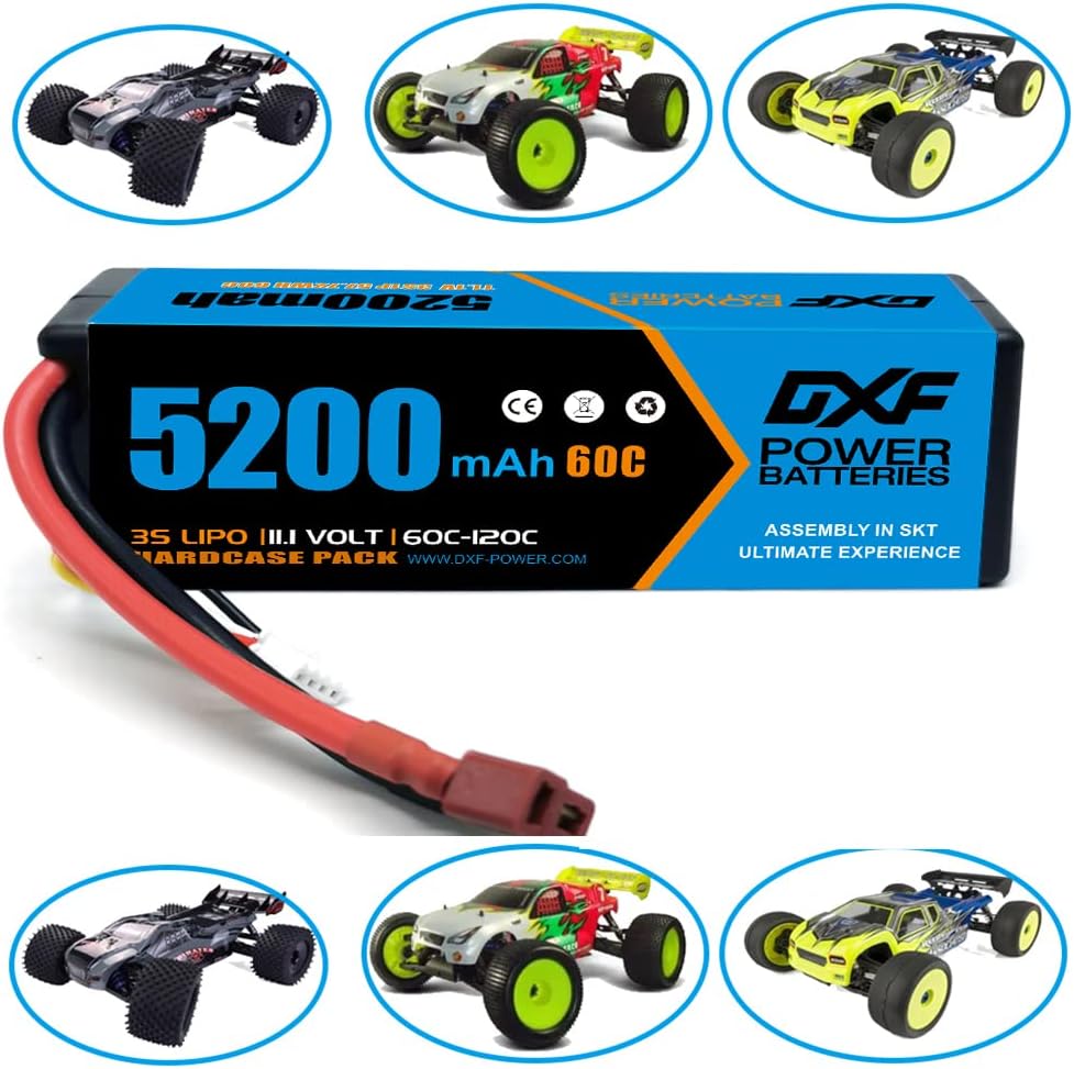 3S Lipo Battery 5200mAh 11.1V 60C Hard Case with Deans Connector (2 Pack) U501826